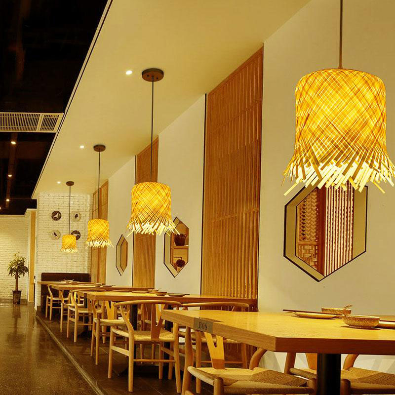 Bamboo Wicker Rattan Miss Skirt Shade Pendant Light By Artisan Living-7
