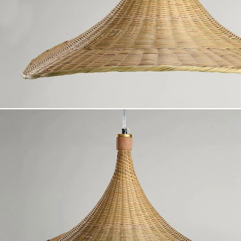 Bamboo Wicker Rattan Hat Pendant Light By Artisan Living-3