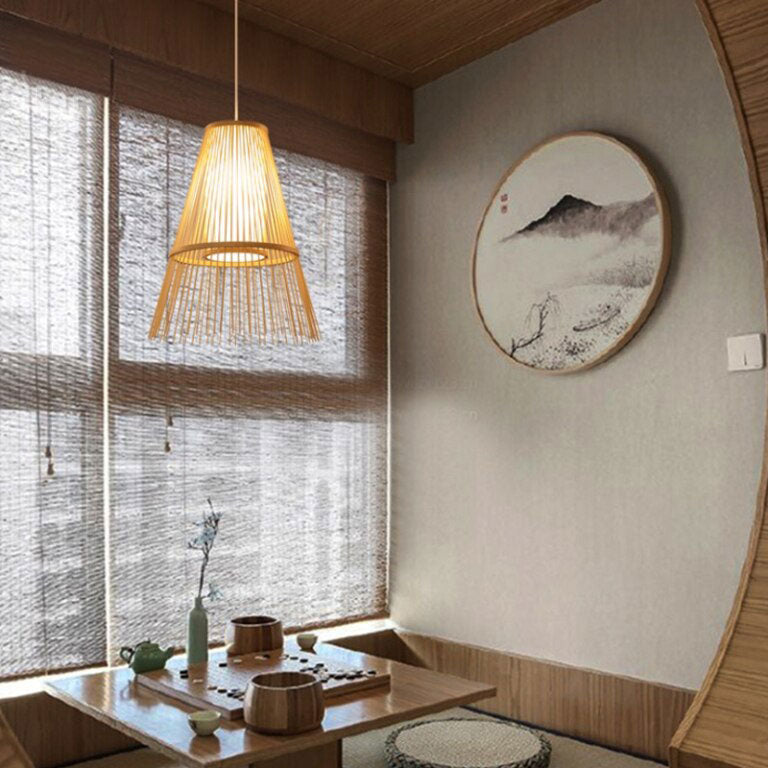 Bamboo Umbrella Pendant Light By Artisan Living-4