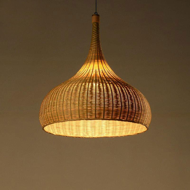 Bamboo Wicker Shade Rattan Fixtures Pendant Lights By Artisan Living-4