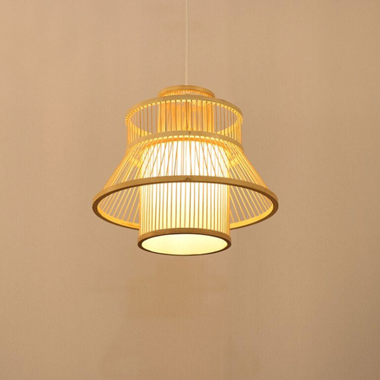 Bamboo Wicker Rattan Bloom Pendant Light By Artisan Living-12348-3