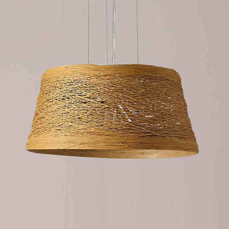 White Yellow Wicker Rattan Lampshade Pendant Light By Artisan Living-5