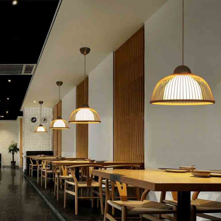 Small Bamboo Wicker Rattan Cover Shade Pendant Light By Artisan Living-5
