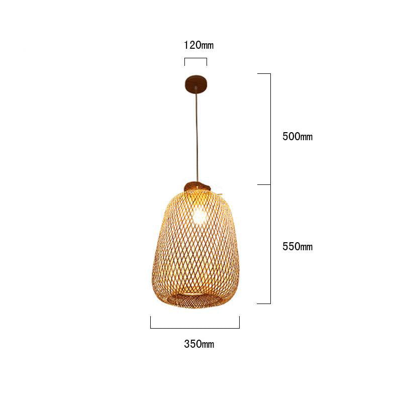 Rustic Bamboo Wicker Rattan Bag Pendant Light by Artisan Living-2