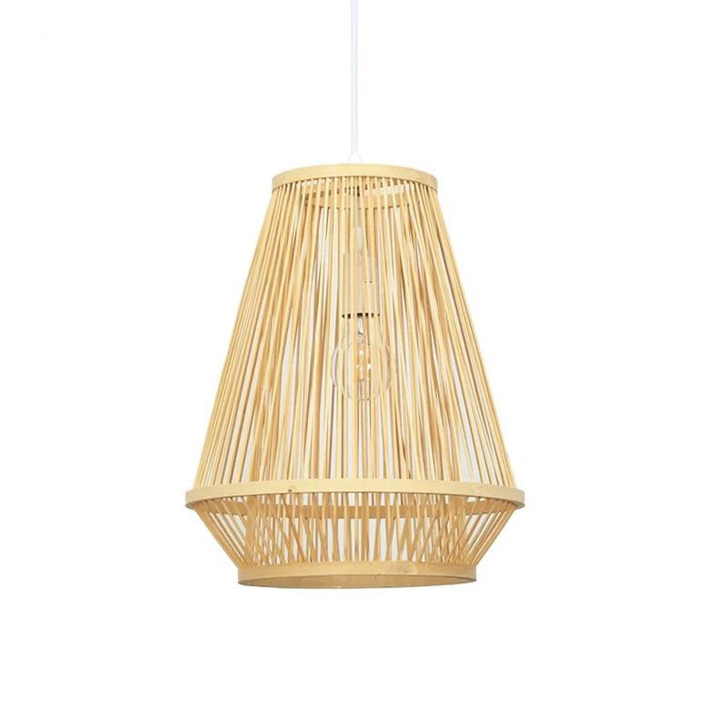 Bamboo Wicker Rattan Cage Shade Pendant Light By Artisan Living-2