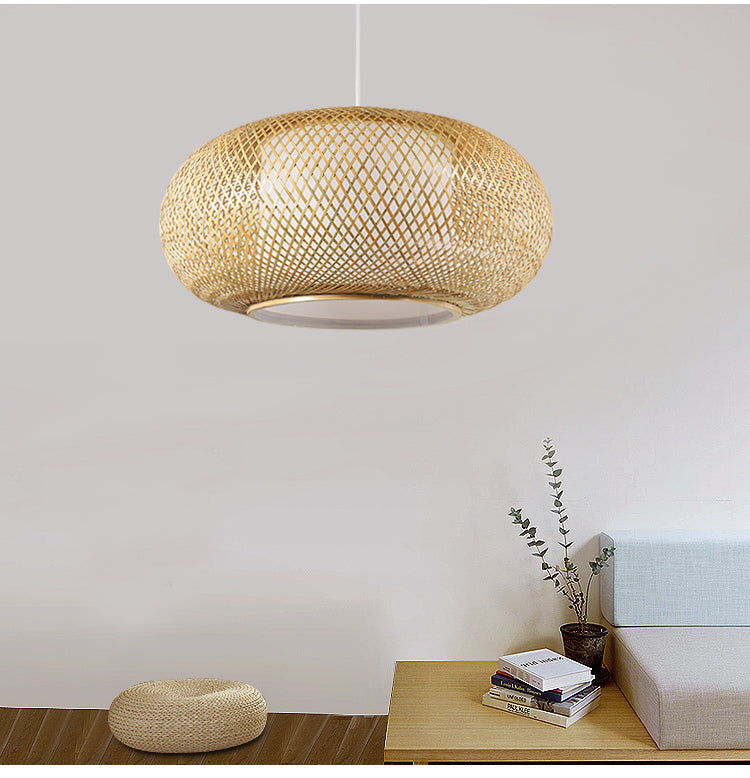 Bamboo Wicker Rattan Lantern Pendant Light By Artisan Living-5