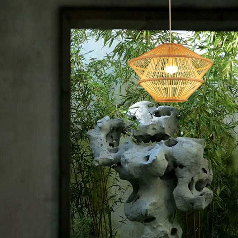 Bamboo Wicker Rattan Pendant Light By Artisan Living-12361 | ModishStore | Pendant Lamps