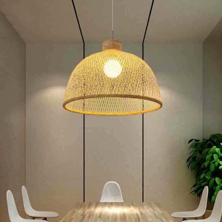 Single Bamboo Wicker Rattan Cover Shade Pendant Light By Artisan Living-7