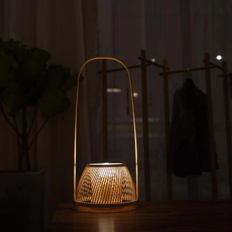 Bamboo Wicker Rattan Shade Desk Table Lamp By Artisan Living-7