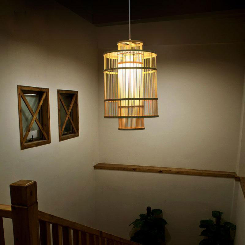 Bamboo Wicker Rattan Lantern Shade Pendant Light By Artisan Living-6