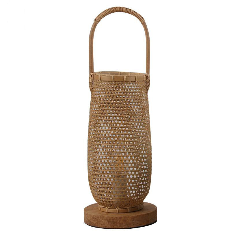Bamboo Wicker Rattan Basket Shade Table Lamp By Artisan Living-2