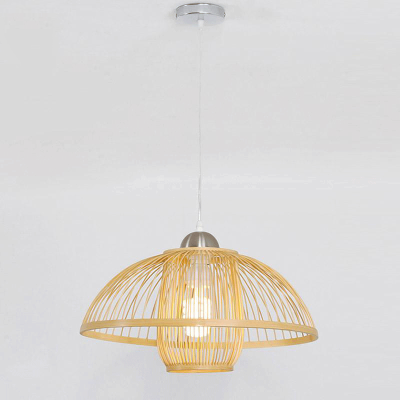 Bamboo Wicker Rattan Shade Flower Bud Pendant Light By Artisan Living-4