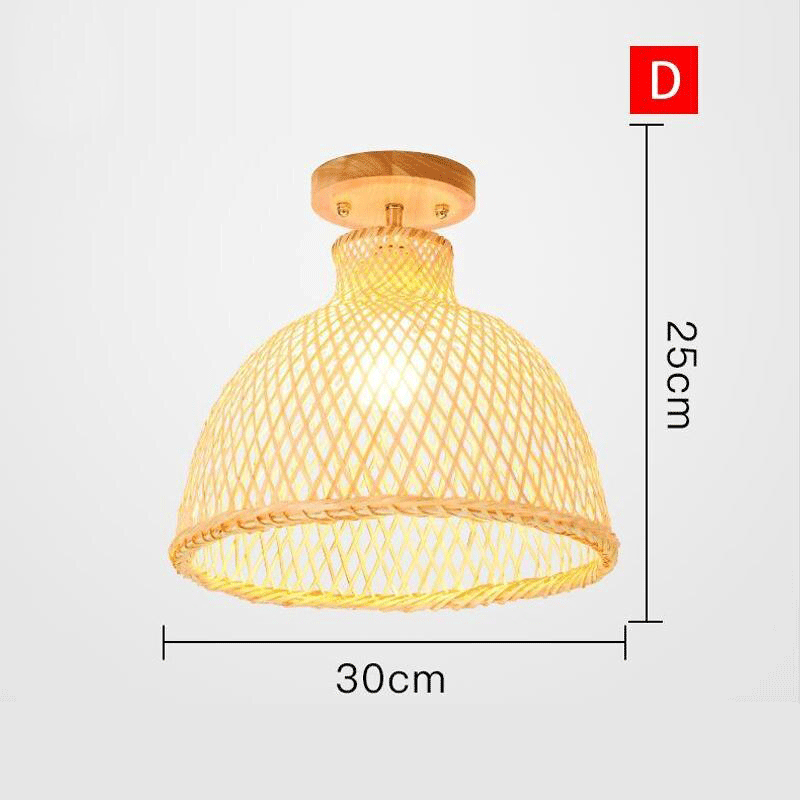 Natural Bamboo Wicker Rattan Shade Ceiling Light By Artisan Living-4