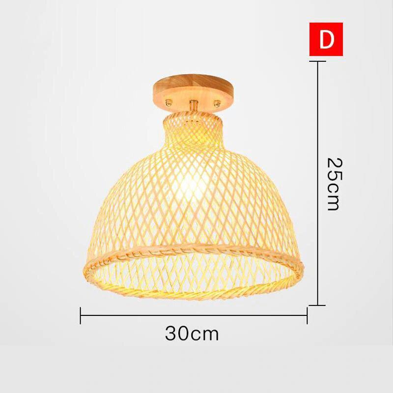 Natural Bamboo Wicker Rattan Shade Ceiling Light By Artisan Living-2