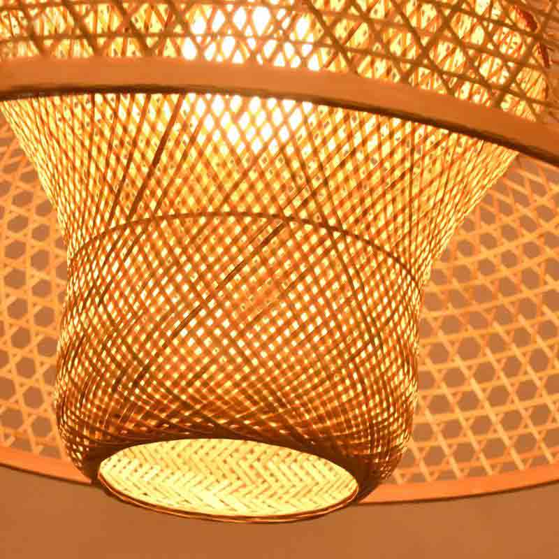 Bamboo Wicker Rattan Castte Shade Pendant Light By Artisan Living-3