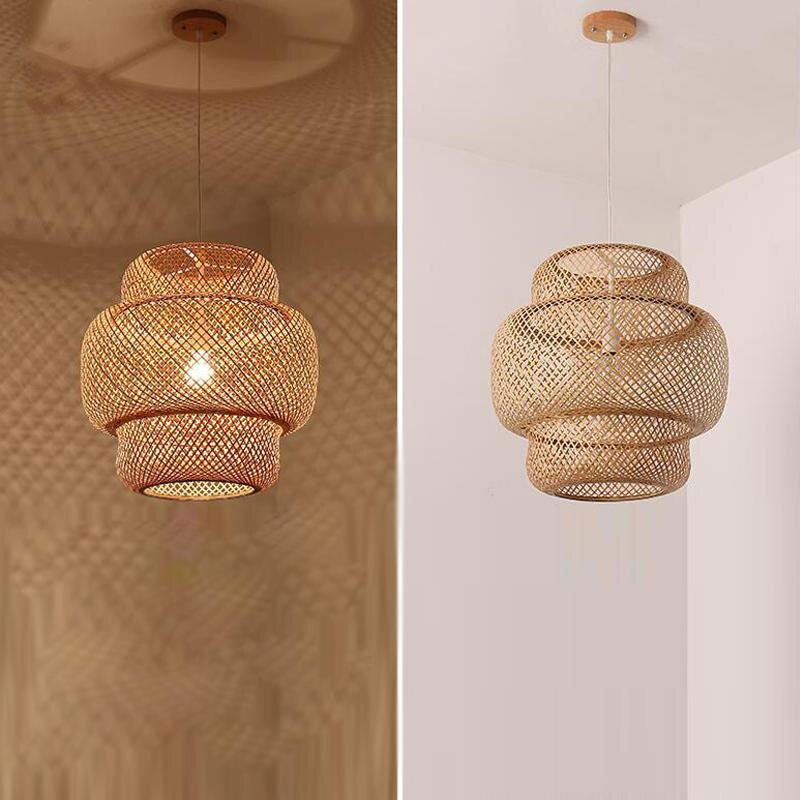 Bamboo Wicker Rattan Shade Pendant Light By Artisan Living-12291-5