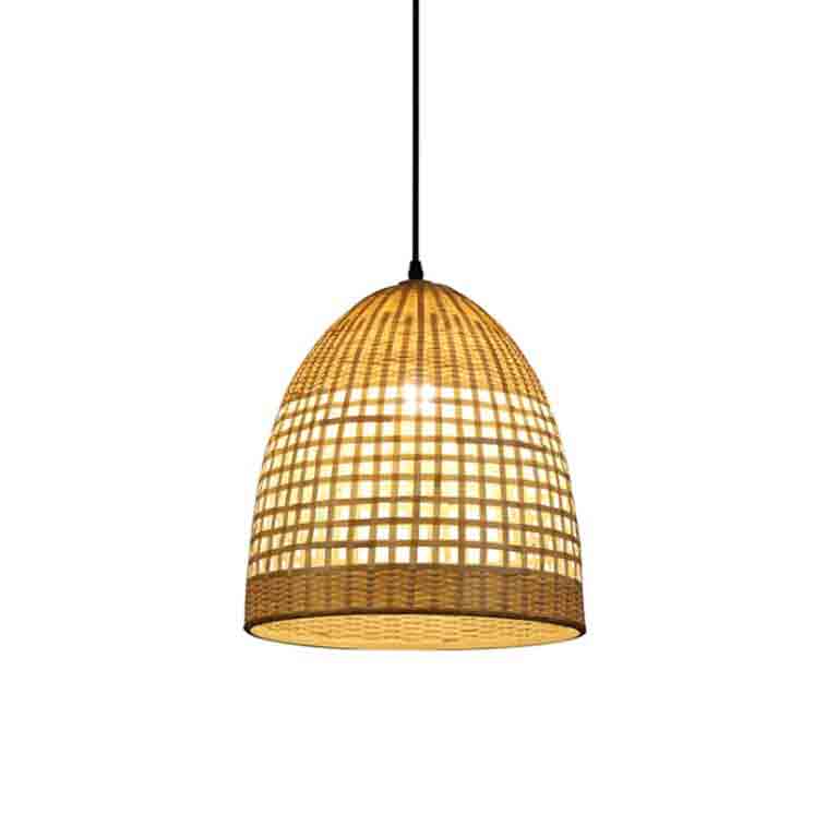 New Bamboo Wicker Rattan Basket Shade Pendant Light By Artisan Living-4