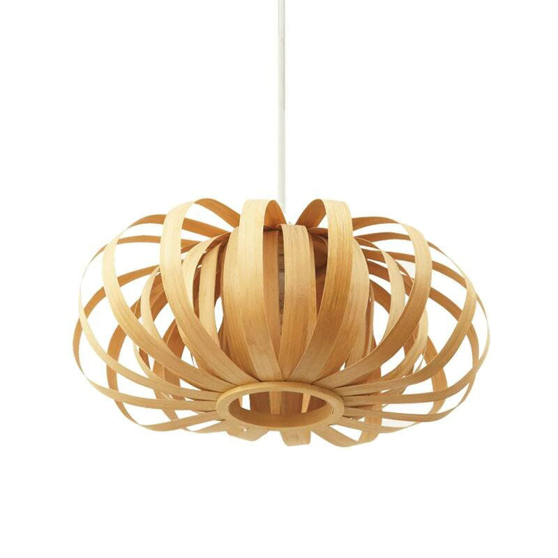 Bamboo Wicker Rattan Pumpkin Shade Pendant Light By Artisan Living-3