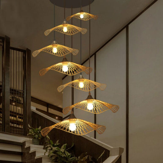 Bamboo Wicker Rattan Bloom Pendant Light By Artisan Living | ModishStore | Pendant Lamps