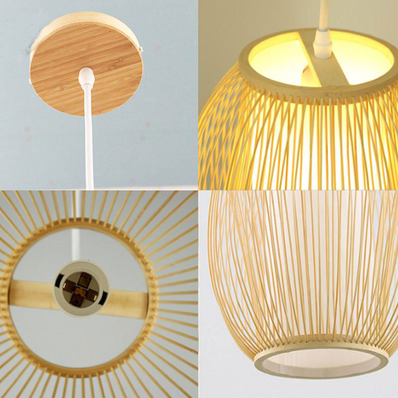 Bamboo PVC Lantern Shade Pendant Light By Artisan Living-2