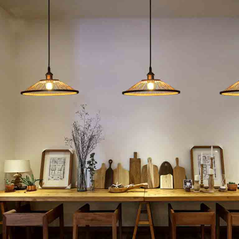 Bamboo Wicker Rattan Office Pendant Light By Artisan Living-6