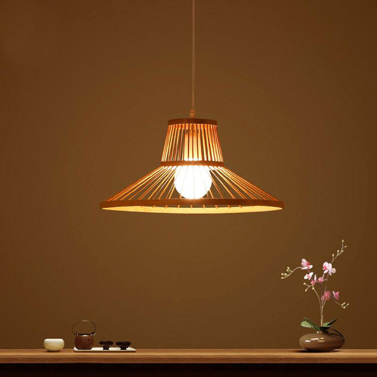 Bamboo Wicker Rattan Shade Cap Pendant Light By Artisan Living | ModishStore | Pendant Lamps