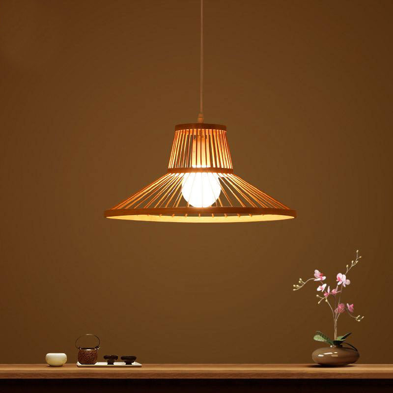 Bamboo Wicker Rattan Shade Cap Pendant Light By Artisan Living-7