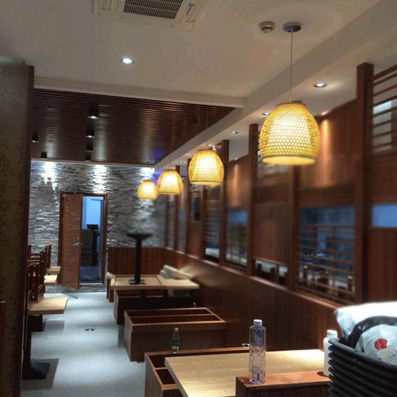 Bamboo Wicker Rattan Lantern Shade Pendant Light By Artisan Living-12308-2