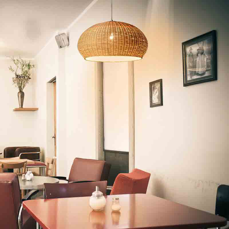 Bamboo Wicker Rattan Basket Pendant Light By Artisan Living-5