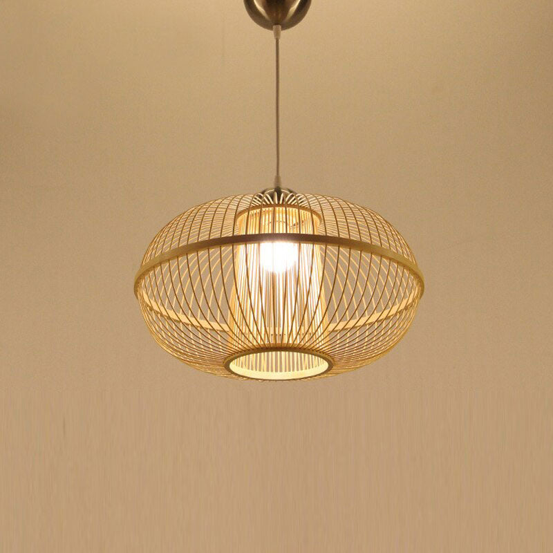 Bamboo Wicker Rattan Stick Lantern Pendant Light By Artisan Living-3
