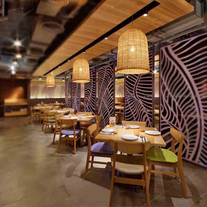 Bamboo Wicker Rattan Square Fence Shade Pendant Light By Artisan Living-6