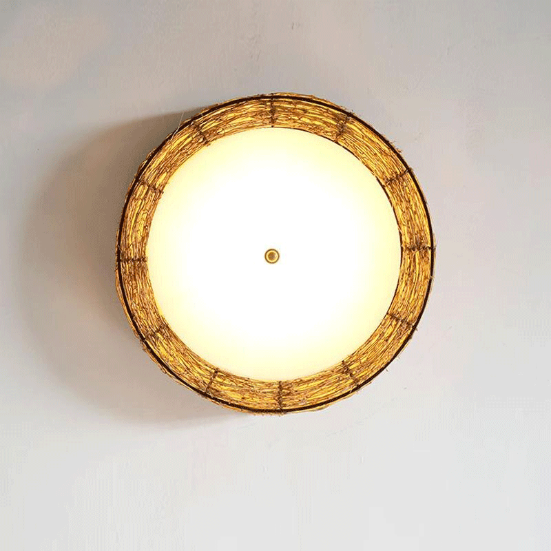 Wood Wicker Rattan Round Ceiling Light by Artisan Living-4