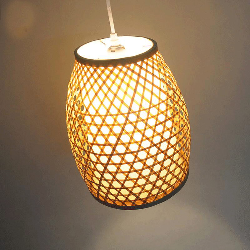 Bamboo Wicker Rattan Lantern Shade Pendant Light By Artisan Living-12309-3