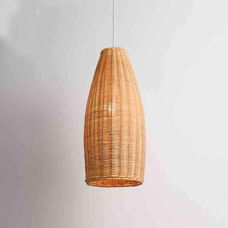 Long Wicker Rattan Lantern Shade Pendant Light By Artisan Living-5