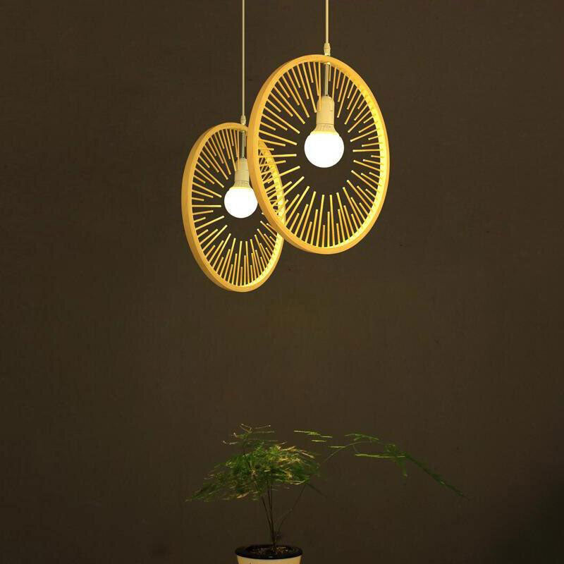 Bamboo Ring Wheel Lampshade Pendant Light By Artisan Living-4