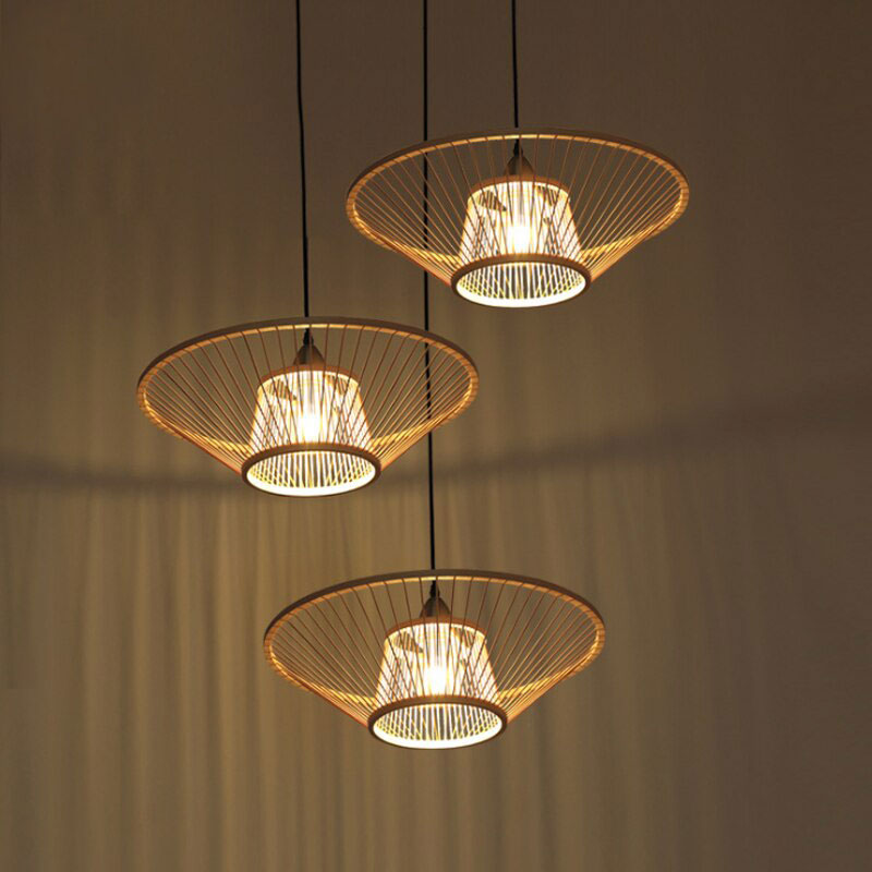 Round Bamboo Wicker Rattan Rod Pendant Light By Artisan Living-6