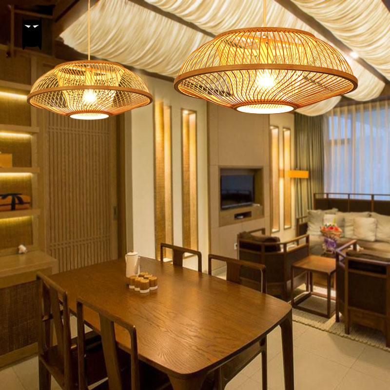 Bamboo Wicker Rattan Embryo Shade Pendant Light By Artisan Living-4