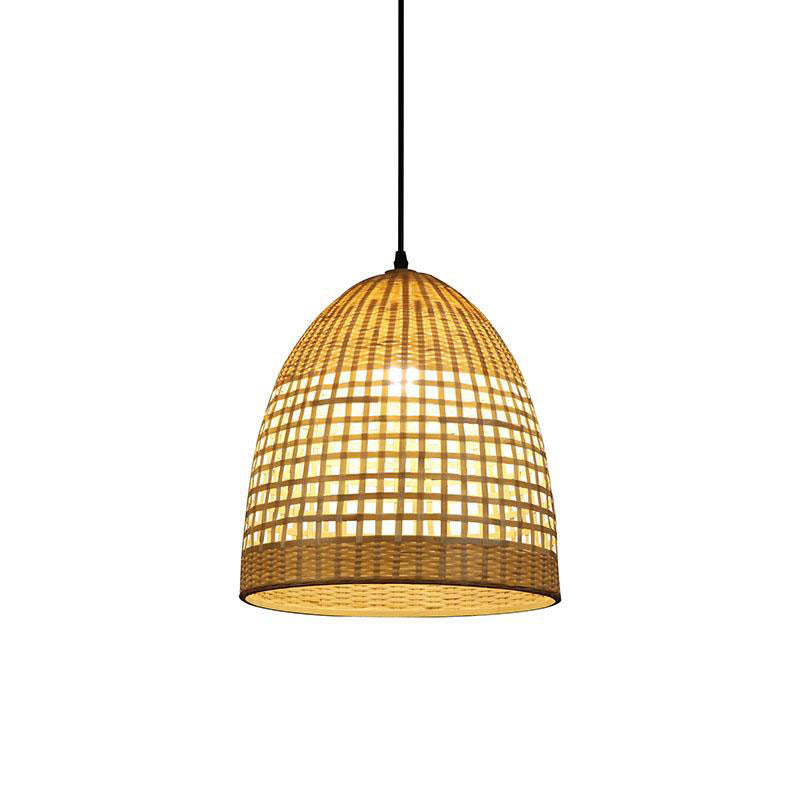 Round Bamboo Wicker Rattan Cage Shade Pendant Light By Artisan Living-3