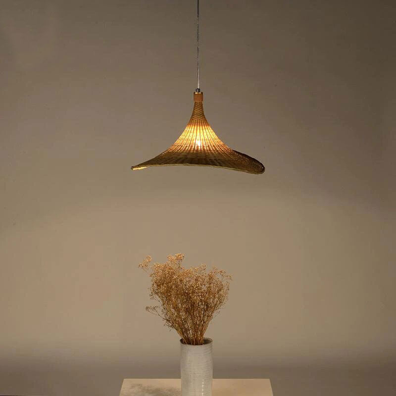 Bamboo Wicker Rattan Hat Pendant Light By Artisan Living-2