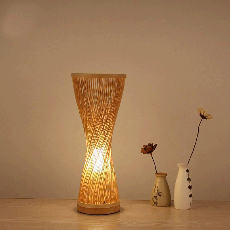 Bamboo Wicker Rattan Spire Vase Table Lamp by Artisan Living-4