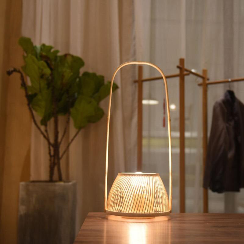 Bamboo Wicker Rattan Shade Desk Table Lamp By Artisan Living-10