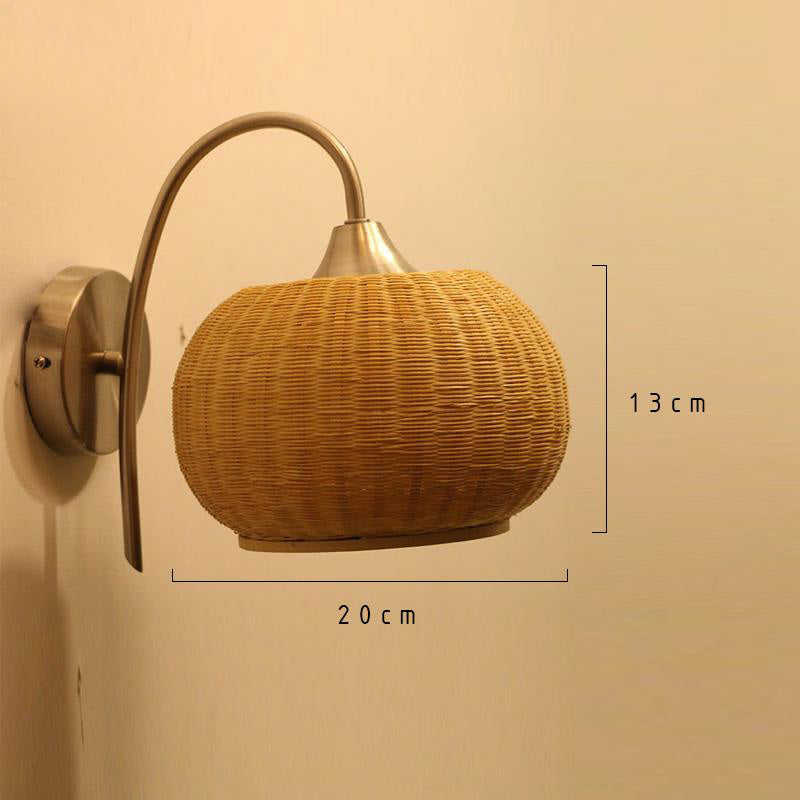 Bamboo Wicker Rattan Fruit Shade Wall Light By Artisan Living-7