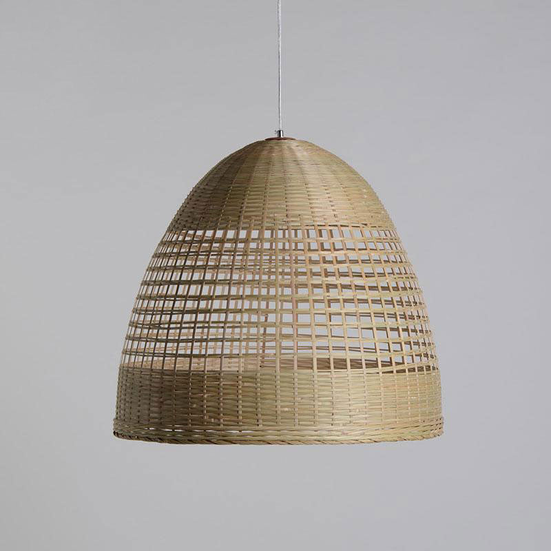 Round Bamboo Wicker Rattan Cage Shade Pendant Light By Artisan Living-4