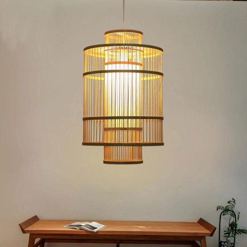 Bamboo Wicker Rattan Lantern Shade Pendant Light By Artisan Living-4