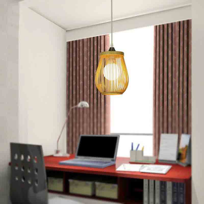 Bamboo Wicker Rattan Lantern Pendant Light By Artisan Living-12069-6
