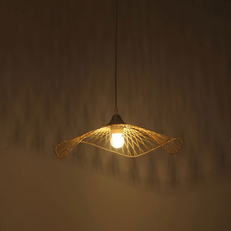 Bamboo Wicker Rattan Hat Shade Adjustable Spider Chandelier - B by Artisan Living-3