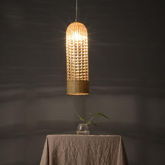 Bamboo Hand-Woven Cylinder Pendant Light By Artisan Living -Only Small Size Available