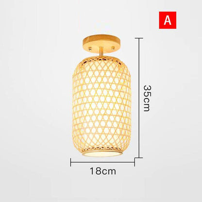 Natural Bamboo Wicker Rattan Shade Ceiling Light By Artisan Living-3