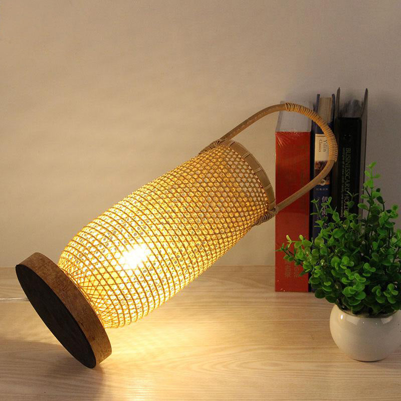 Bamboo Wicker Rattan Basket Shade Table Lamp By Artisan Living-4