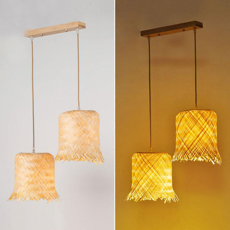 Bamboo Wicker Rattan Miss Skirt Shade Pendant Light By Artisan Living-4